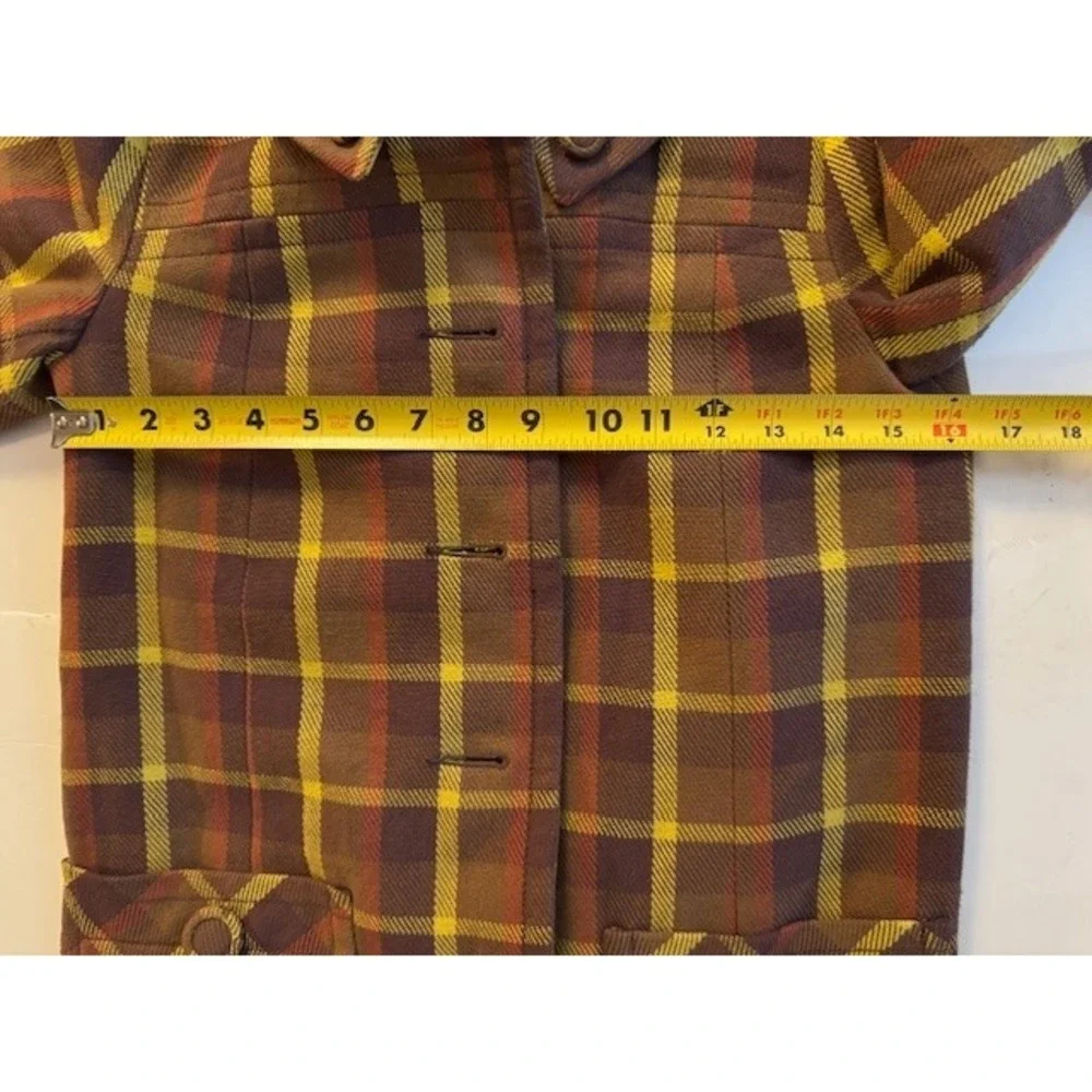 Frenchi Kids Plaid Button Front Coat‎ Size S Brown Yellow